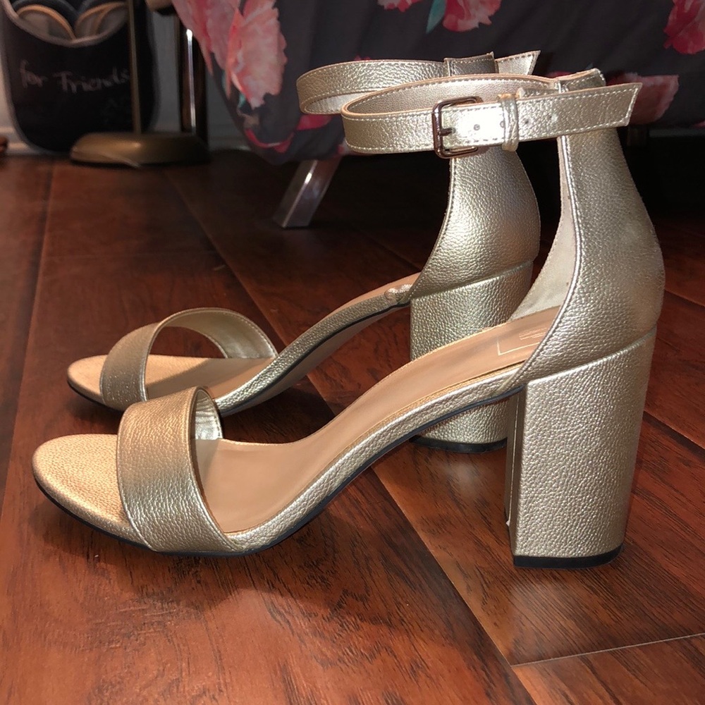 GAP Gold Metallic Block Heel Sandals 10